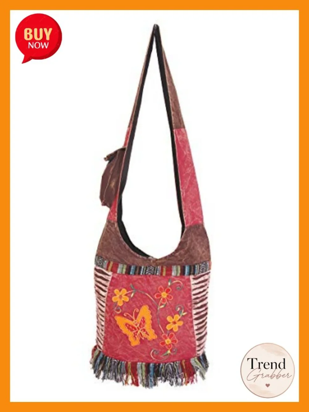 Boho Hobo Crossbody Bag for Women, Extra Large, Handmade Cotton Hippie Tote -